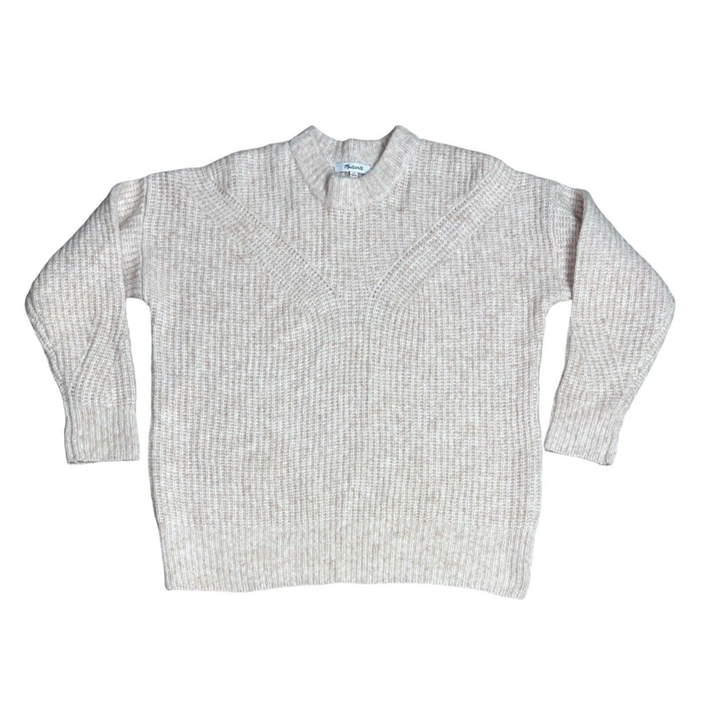 Madewell Sweater Womens XS Belfiore Ribbed Knit Chunky Camel Hair Wool Pullover